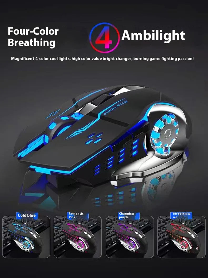Rechargeable Wireless Gaming Mouse – Silent, Backlit, Bluetooth/USB