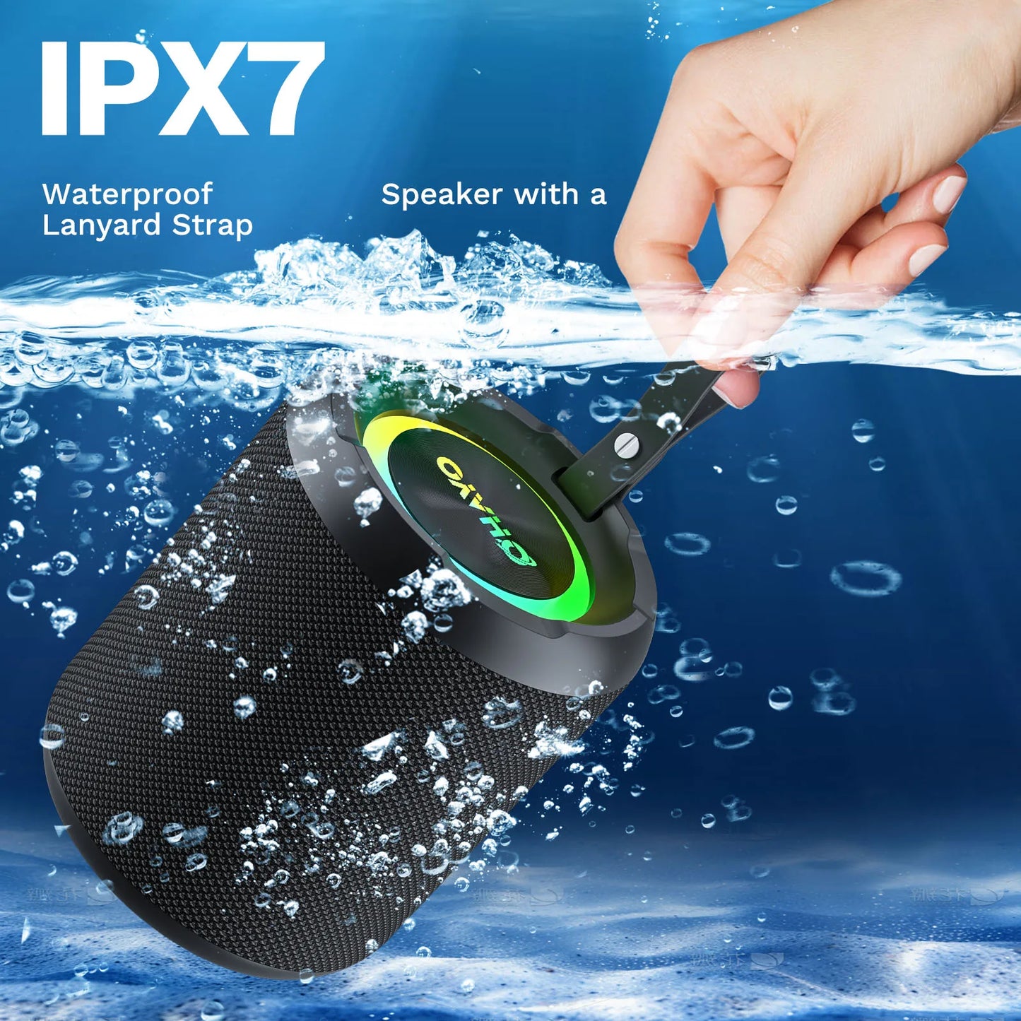 OHAYO 40W Bluetooth Speaker – IPX7 Waterproof, RGB Lights & Deep Bass