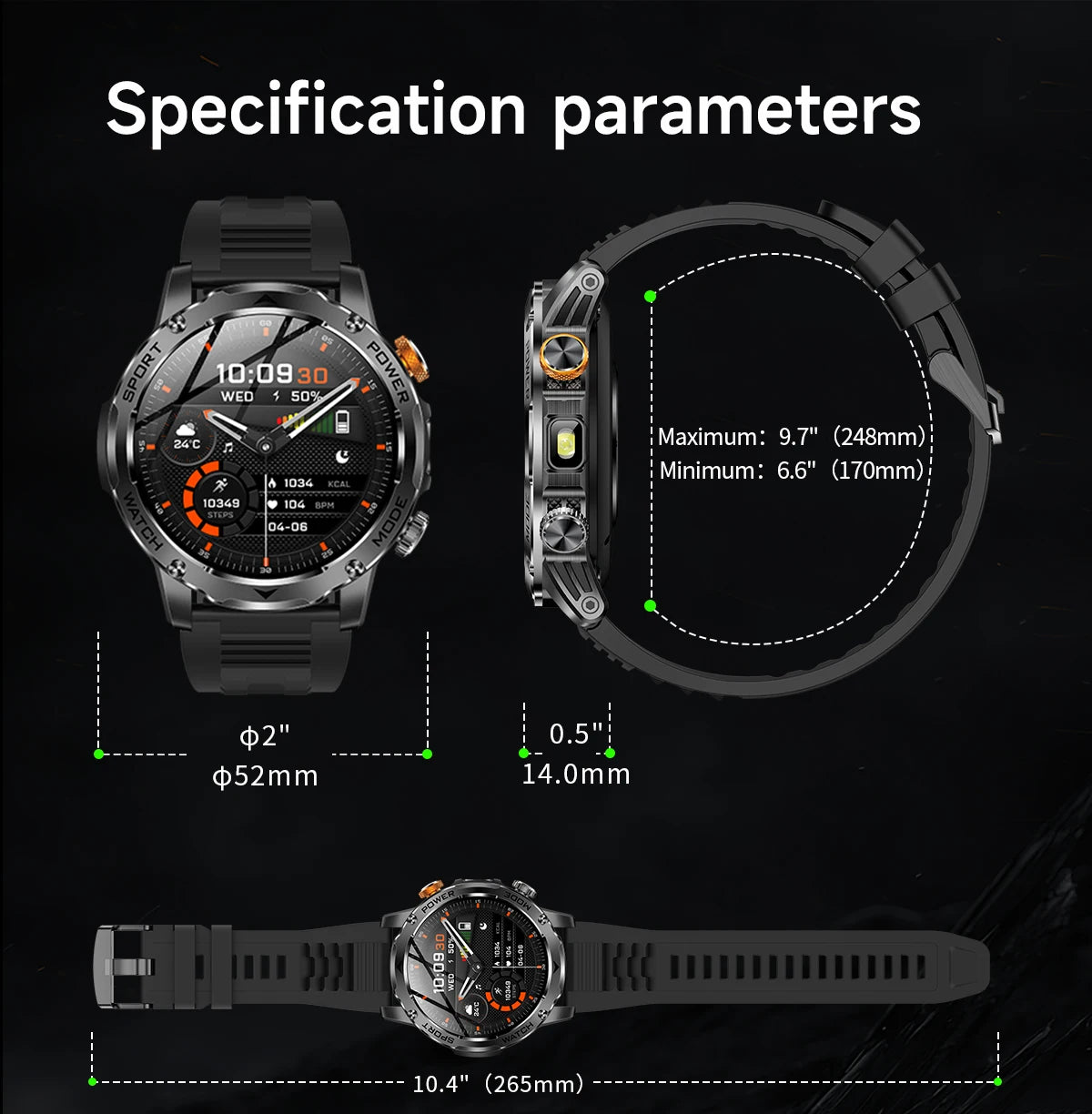 Men’s Smartwatch with Flashlight & Bluetooth Calls – Long Battery Life