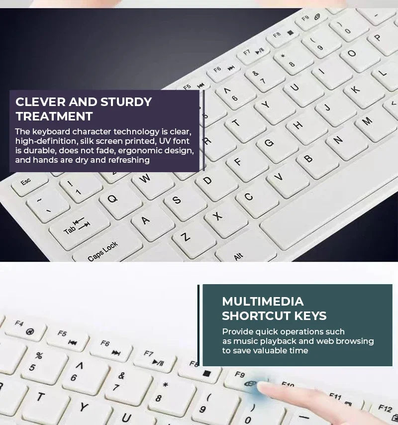 Ultra-thin 2.4G Wireless Keyboard & Mouse Set – Silent Keys with Cover