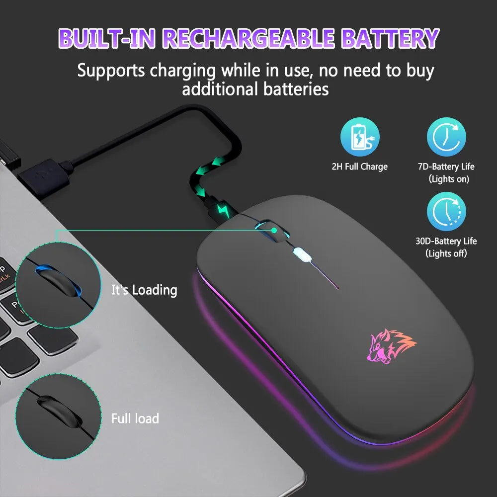 RGB Silent Mouse – Ergonomic & Multi-Device Compatible