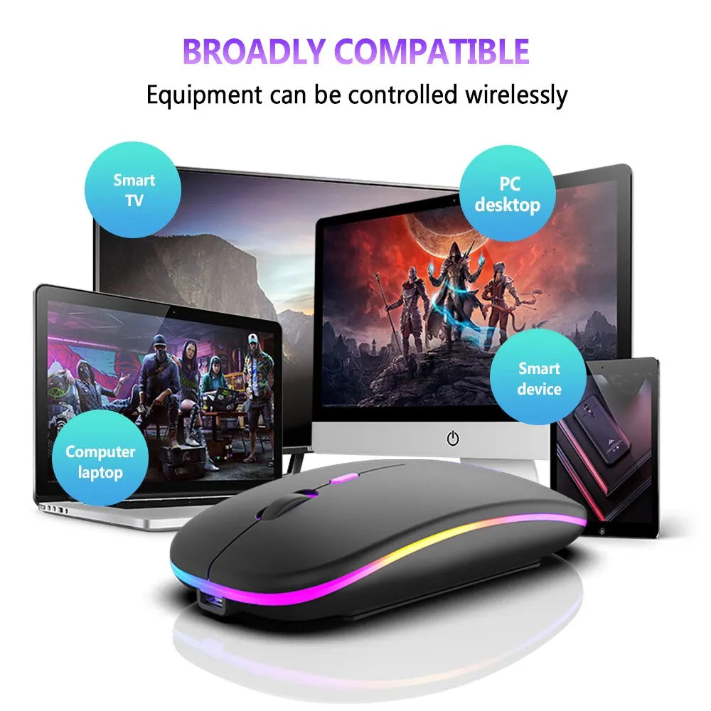 RGB Silent Mouse – Ergonomic & Multi-Device Compatible