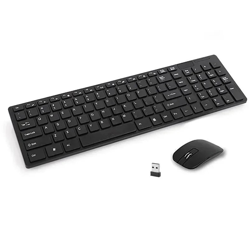 Ultra-thin 2.4G Wireless Keyboard & Mouse Set – Silent Keys with Cover