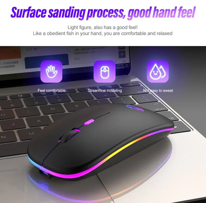 RGB Silent Mouse – Ergonomic & Multi-Device Compatible