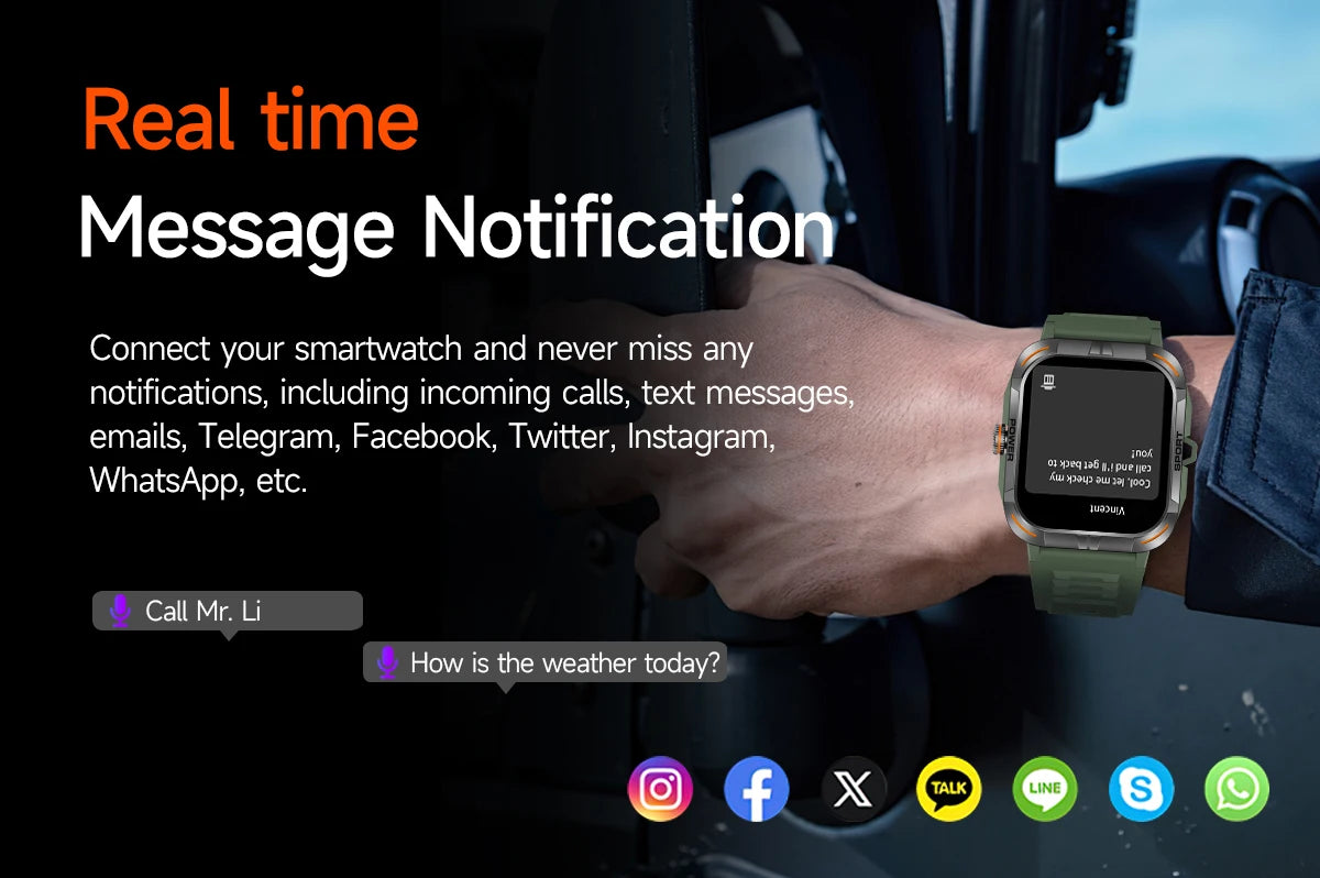 Outdoor Smartwatch with Flashlight – Bluetooth Calls, Compass, AMOLED, Music