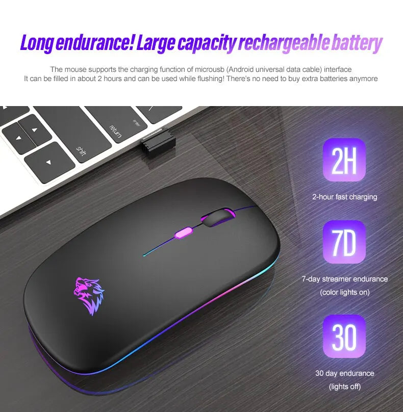 RGB Silent Mouse – Ergonomic & Multi-Device Compatible