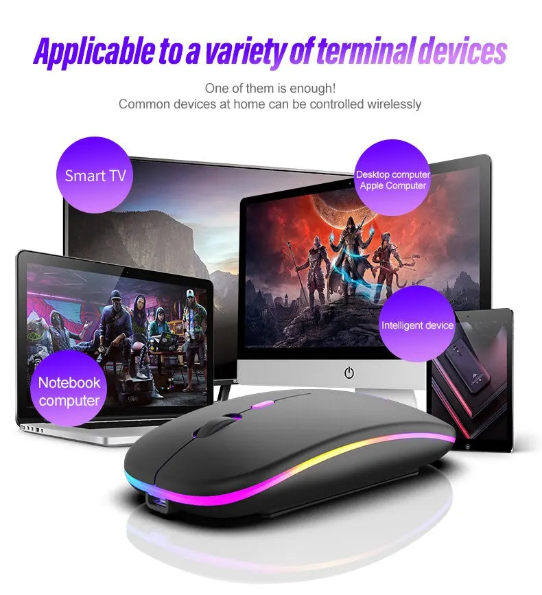 RGB Silent Mouse – Ergonomic & Multi-Device Compatible