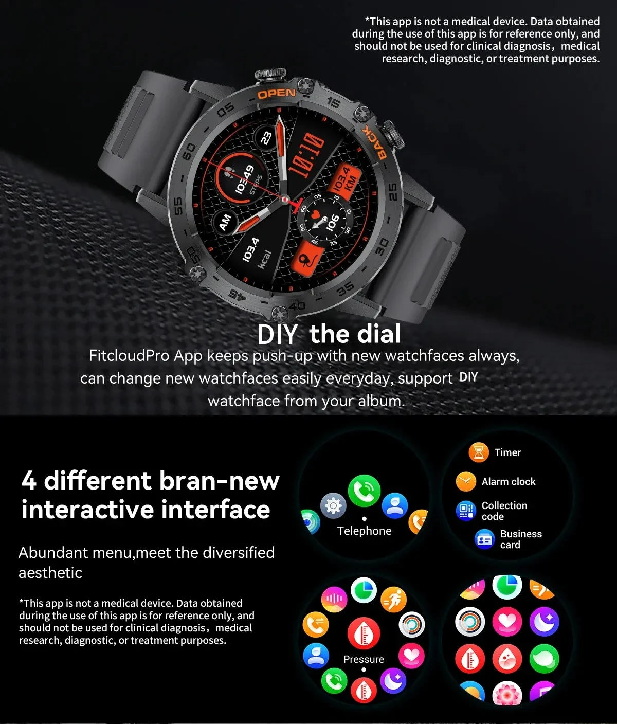 Smartwatch  2025 – AMOLED Screen with ECG & PPG