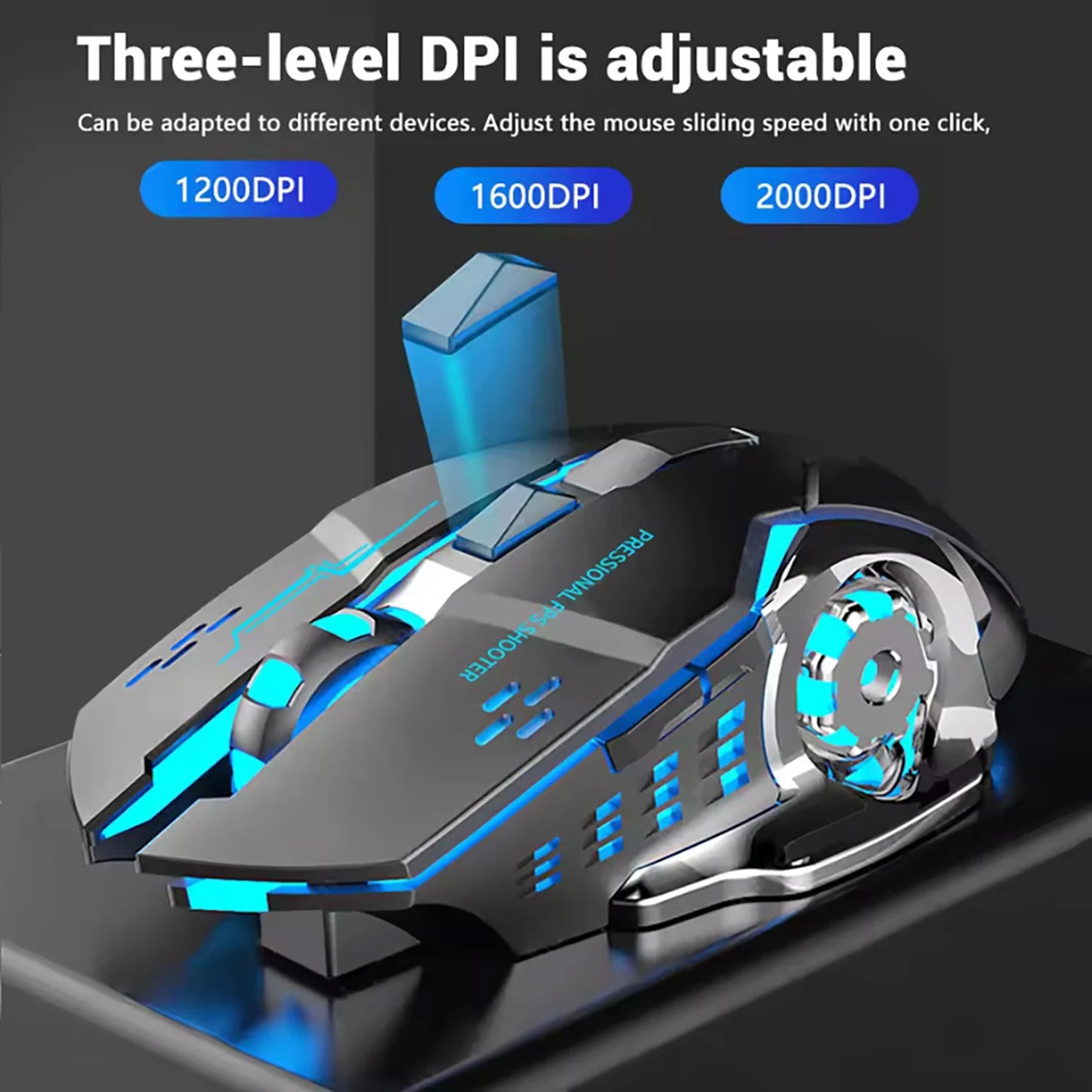 Rechargeable Wireless Gaming Mouse – Silent, Backlit, Bluetooth/USB