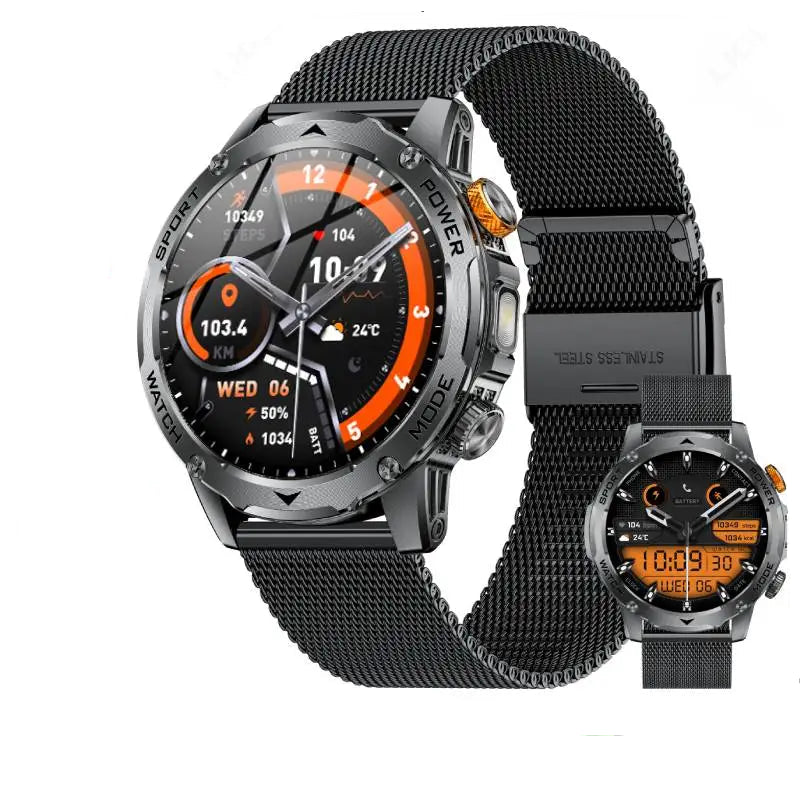 Men’s Smartwatch with Flashlight & Bluetooth Calls – Long Battery Life