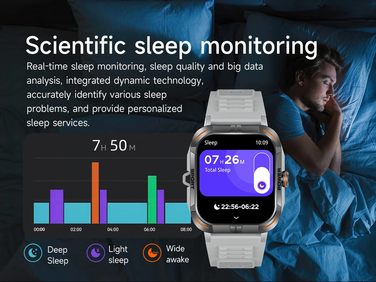 Outdoor Smartwatch with Flashlight – Bluetooth Calls, Compass, AMOLED, Music