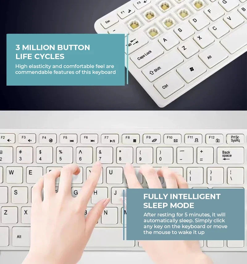 Ultra-thin 2.4G Wireless Keyboard & Mouse Set – Silent Keys with Cover