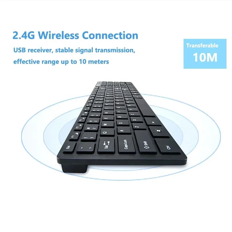 Ultra-thin 2.4G Wireless Keyboard & Mouse Set – Silent Keys with Cover