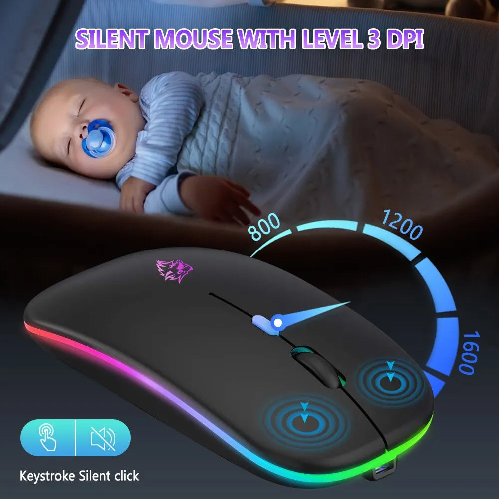 RGB Silent Mouse – Ergonomic & Multi-Device Compatible