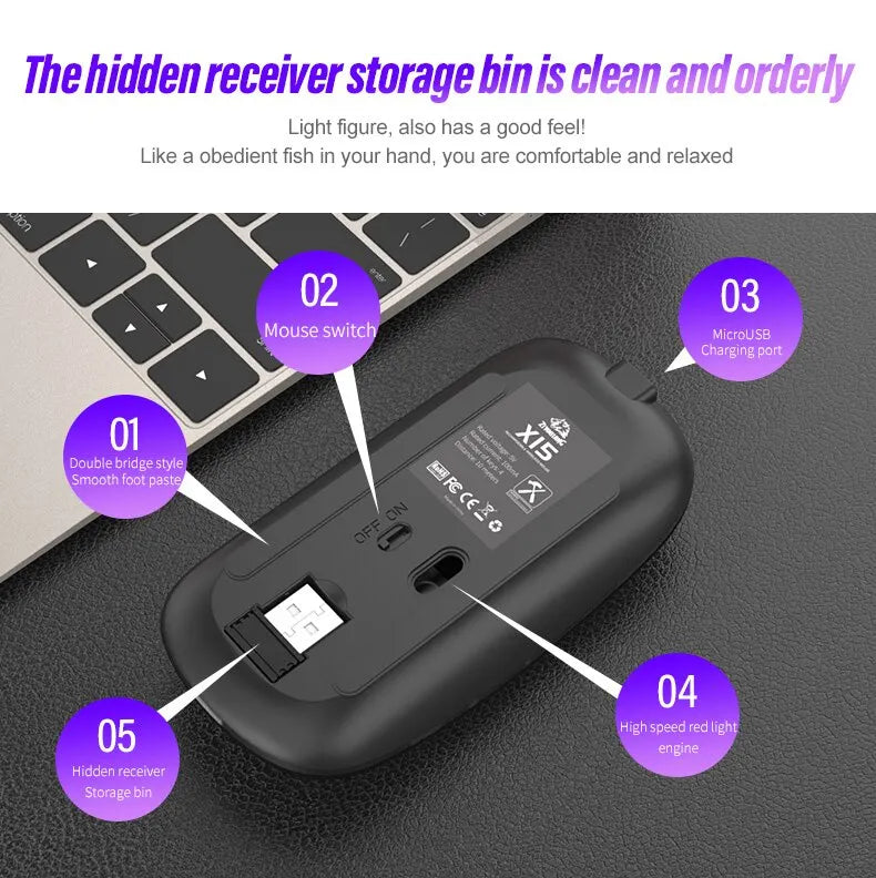RGB Silent Mouse – Ergonomic & Multi-Device Compatible