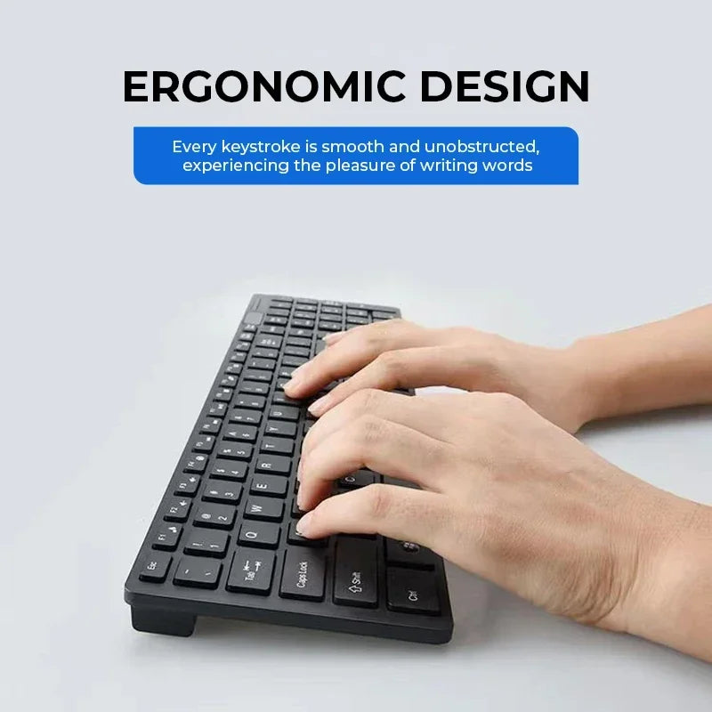 Ultra-thin 2.4G Wireless Keyboard & Mouse Set – Silent Keys with Cover