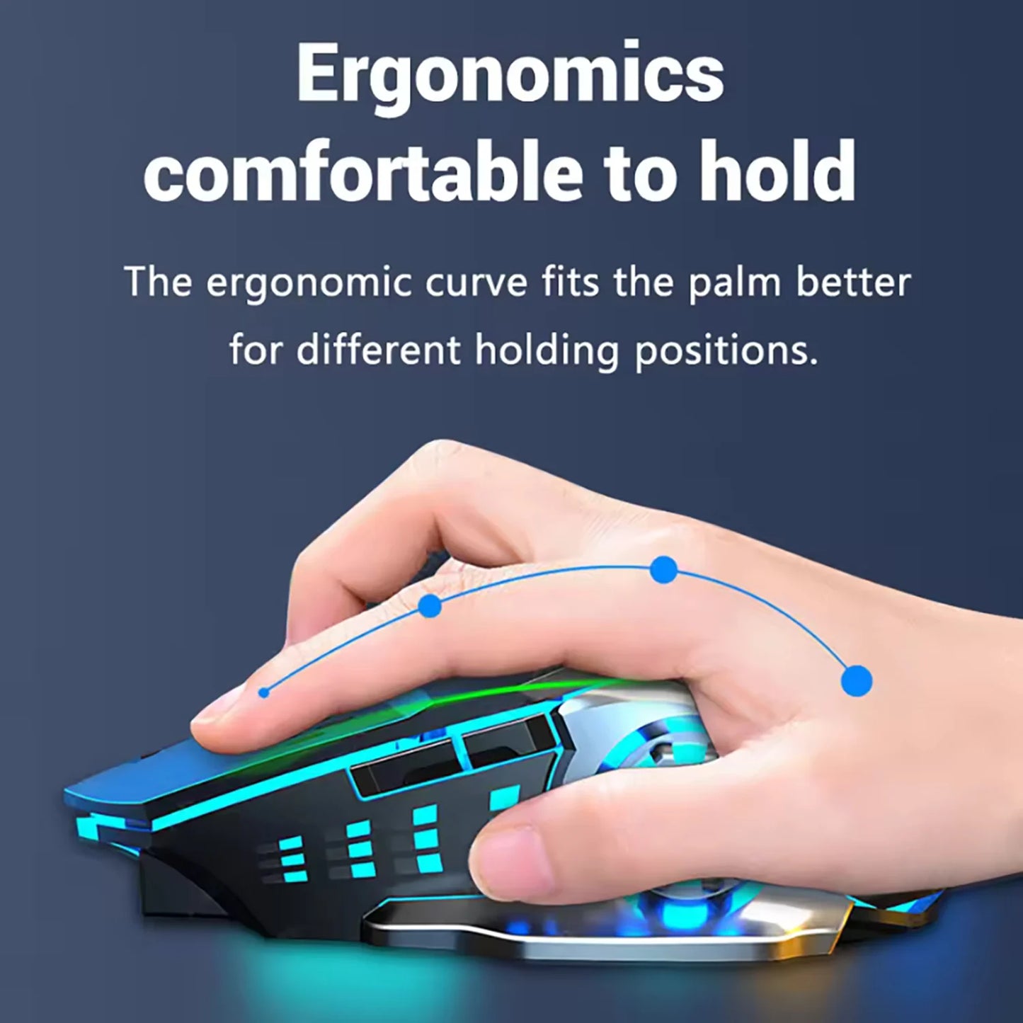Rechargeable Wireless Gaming Mouse – Silent, Backlit, Bluetooth/USB