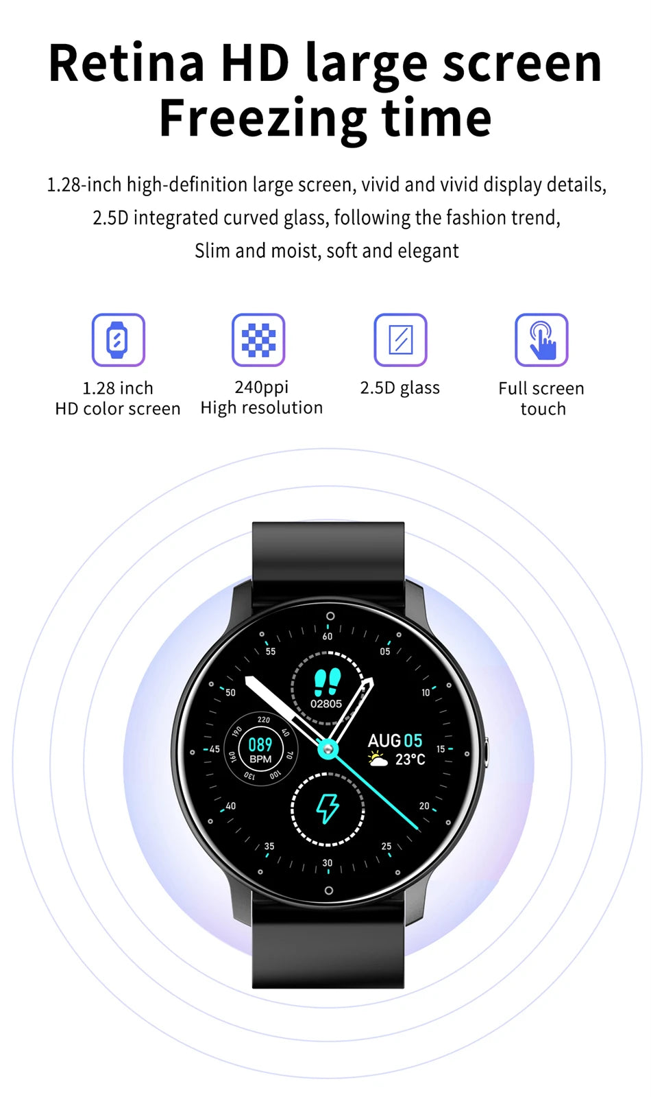 Smart Watch for Men & Women – Full Touch, Bluetooth Calls, Waterproof