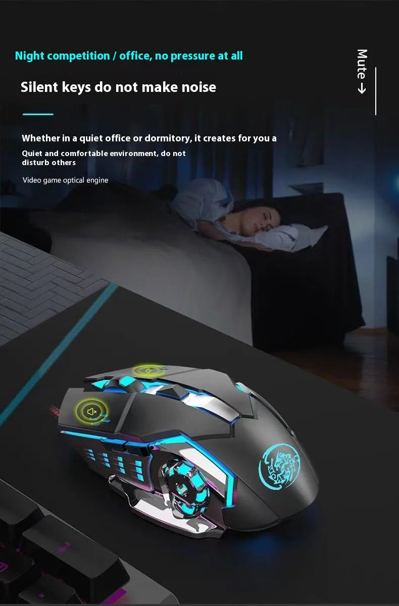 Rechargeable Wireless Gaming Mouse – Silent, Backlit, Bluetooth/USB
