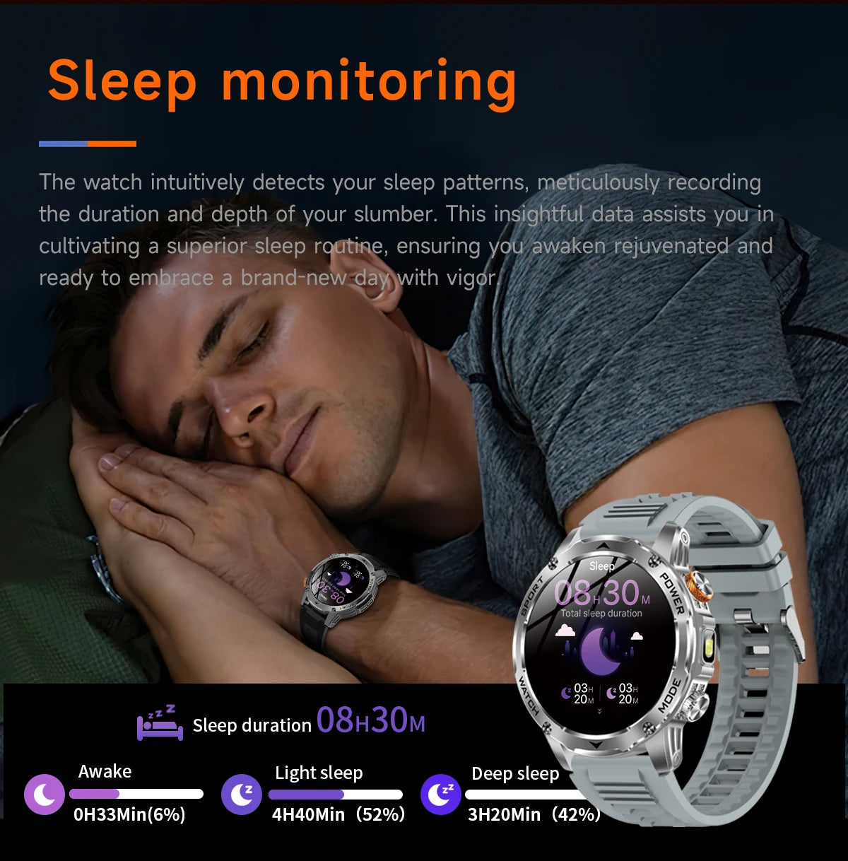 Men’s Smartwatch with Flashlight & Bluetooth Calls – Long Battery Life