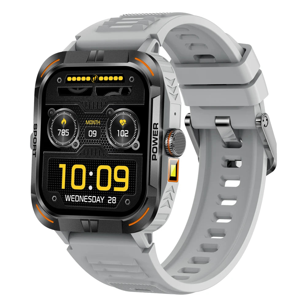 Outdoor Smartwatch with Flashlight – Bluetooth Calls, Compass, AMOLED, Music