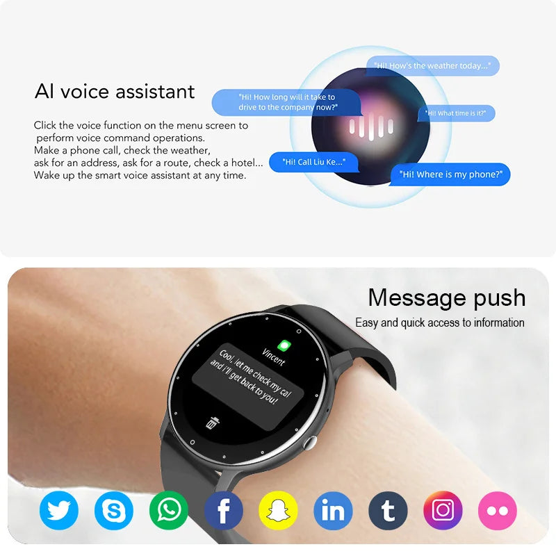Smart Watch for Men & Women – Full Touch, Bluetooth Calls, Waterproof
